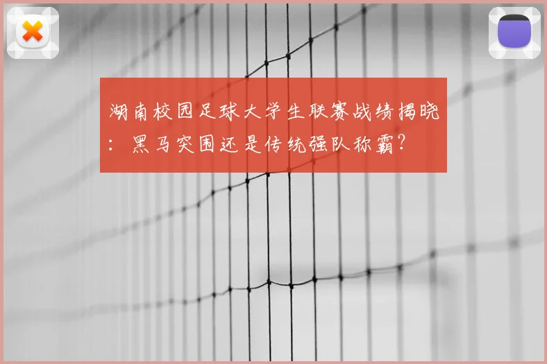 湖南校园足球大学生联赛战绩揭晓：黑马突围还是传统强队称霸？